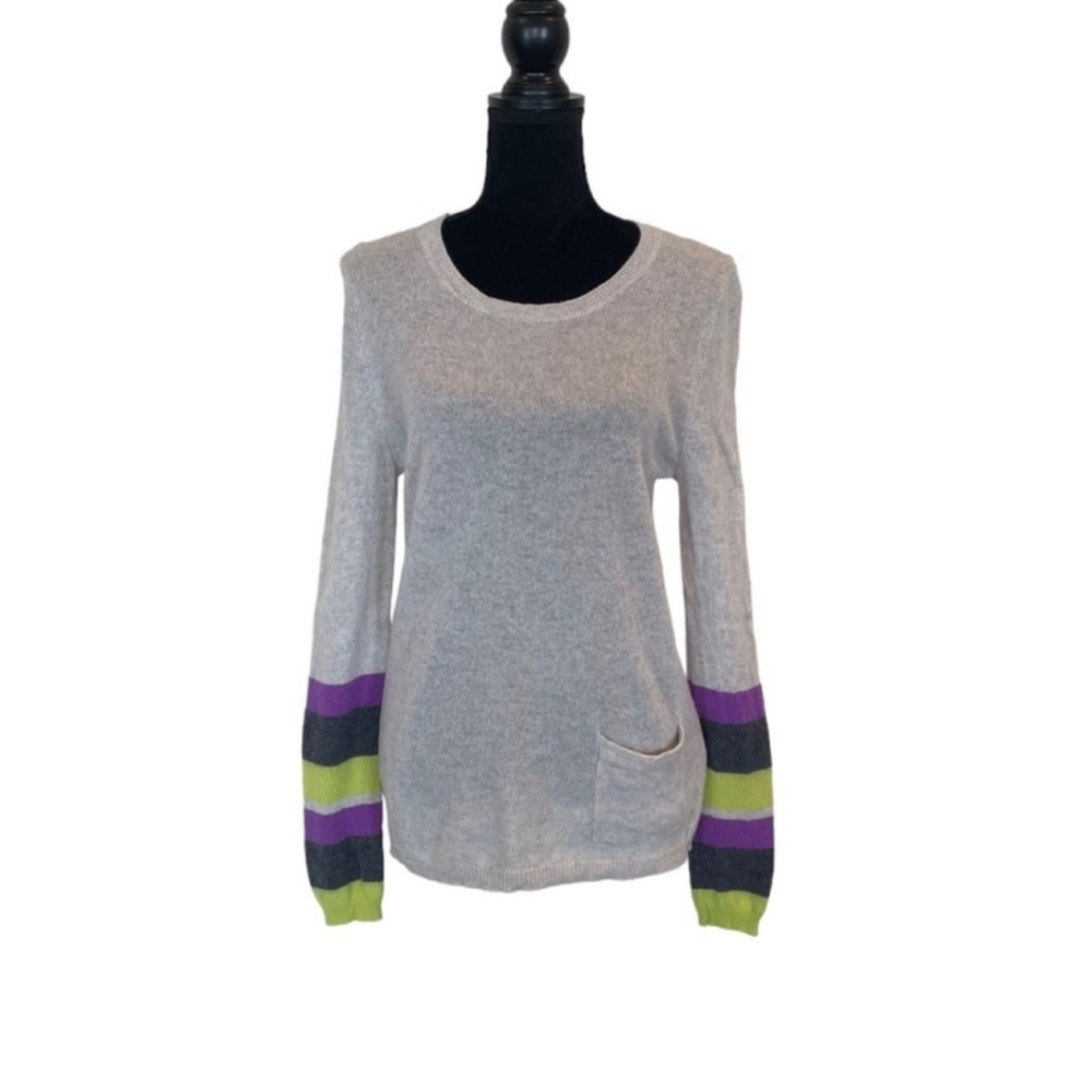 Deane & White knit casual cashmere long sleeve knit light grey sweater large